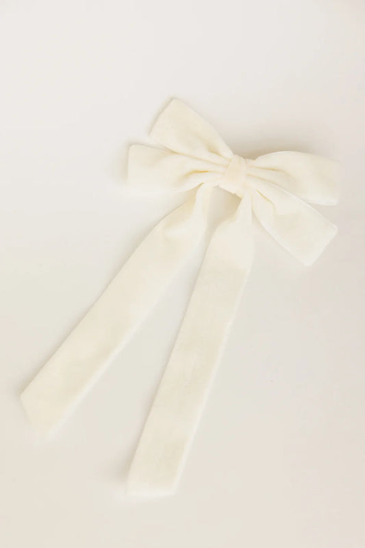 Velvet Bow Hair Clip in Cream