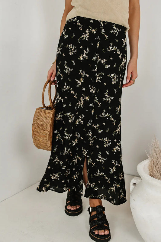 Rory Floral Skirt in Black - FINAL SALE