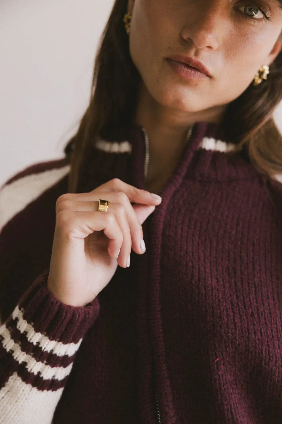 Sebastian Knit Jacket in Burgundy - FINAL SALE