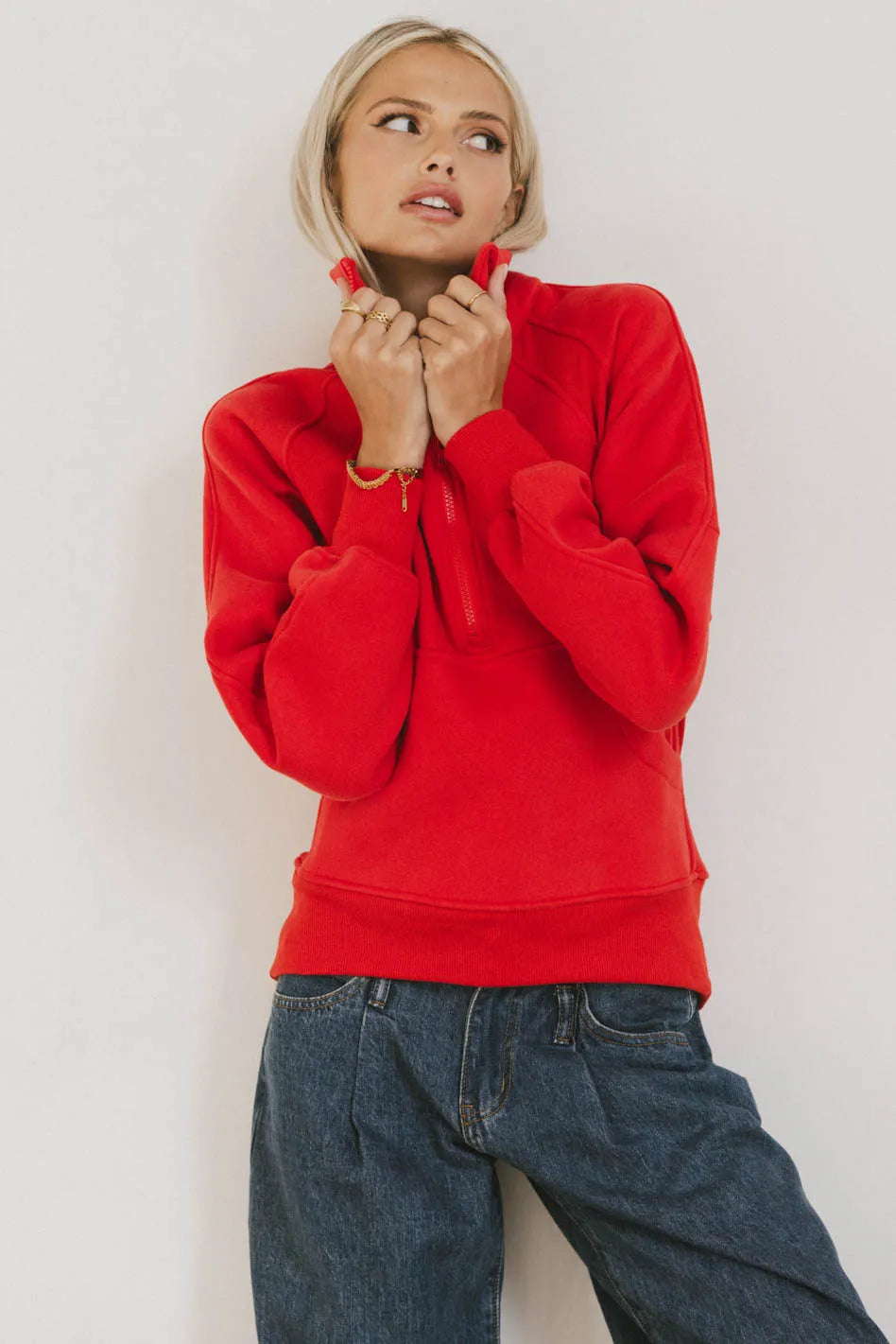 Krista Half Zip in Red - FINAL SALE