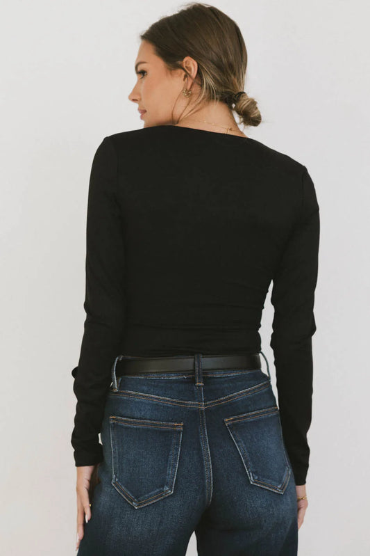 Demi Square Neck Bodysuit in Black - FINAL SALE