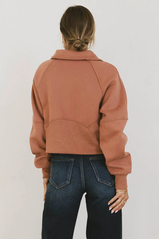 Alyssa Half Zip in Brick - FINAL SALE