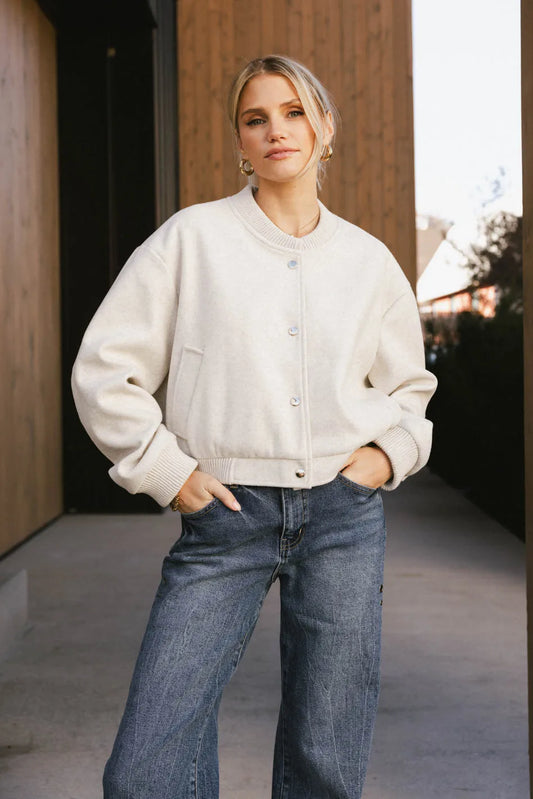 Molly Bomber Jacket in Oatmeal - FINAL SALE