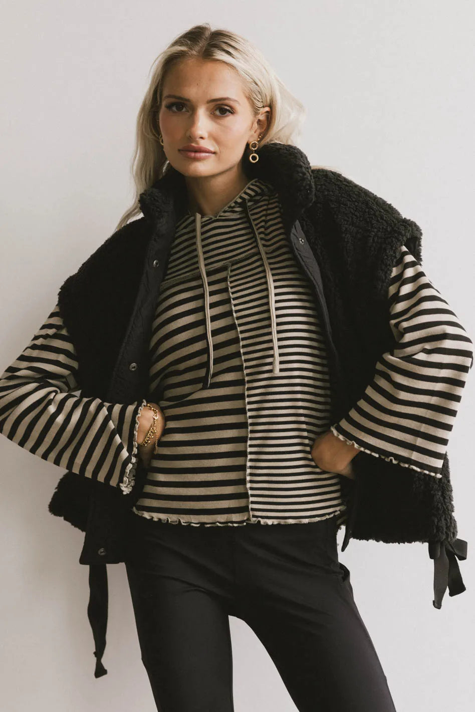 Johanna Sherpa Vest in Black - FINAL SALE