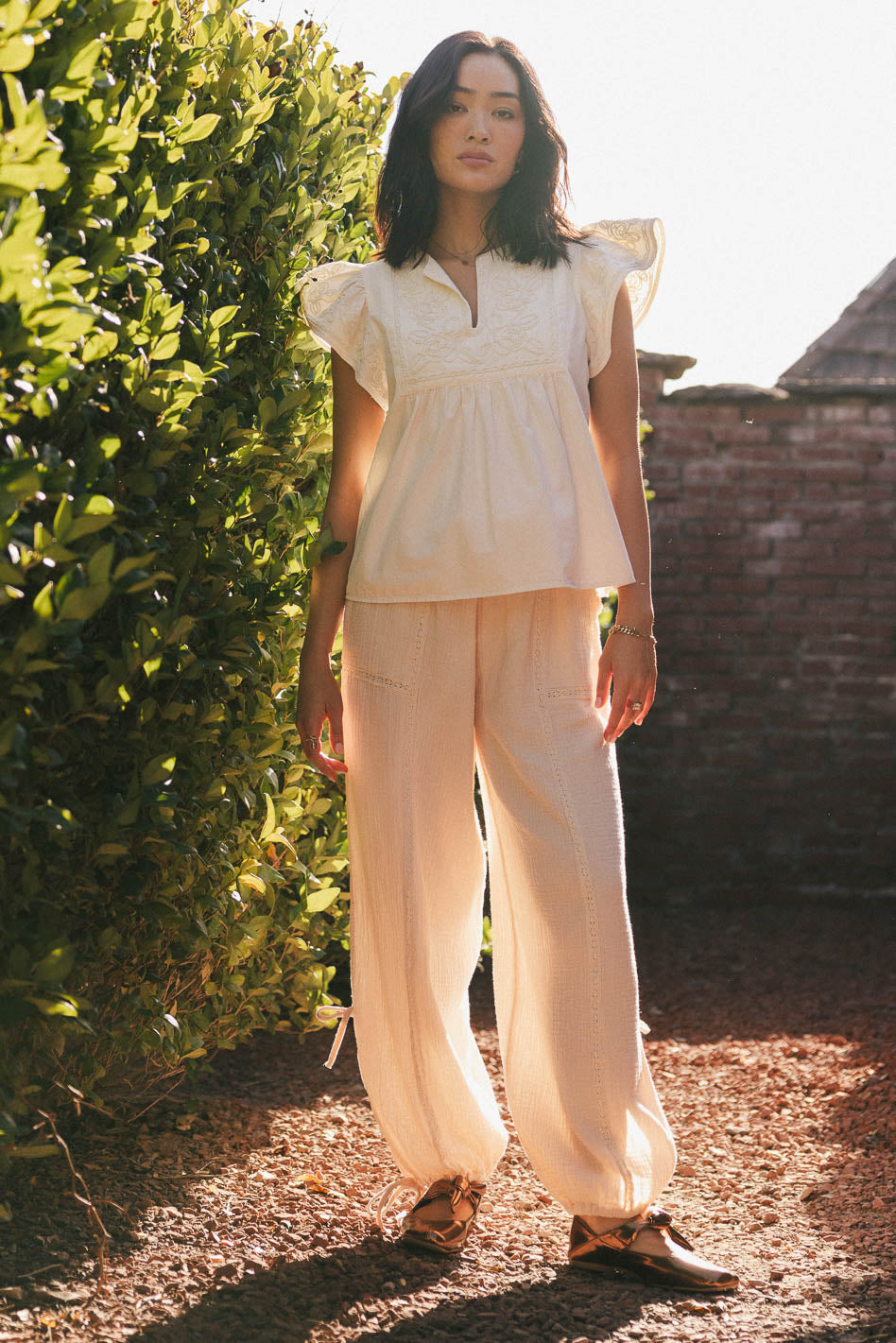 Avery Crinkle Joggers in Oatmeal - FINAL SALE