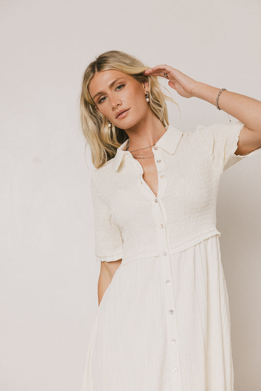 Nicole Smocked Maxi Dress in Cream - FINAL SALE