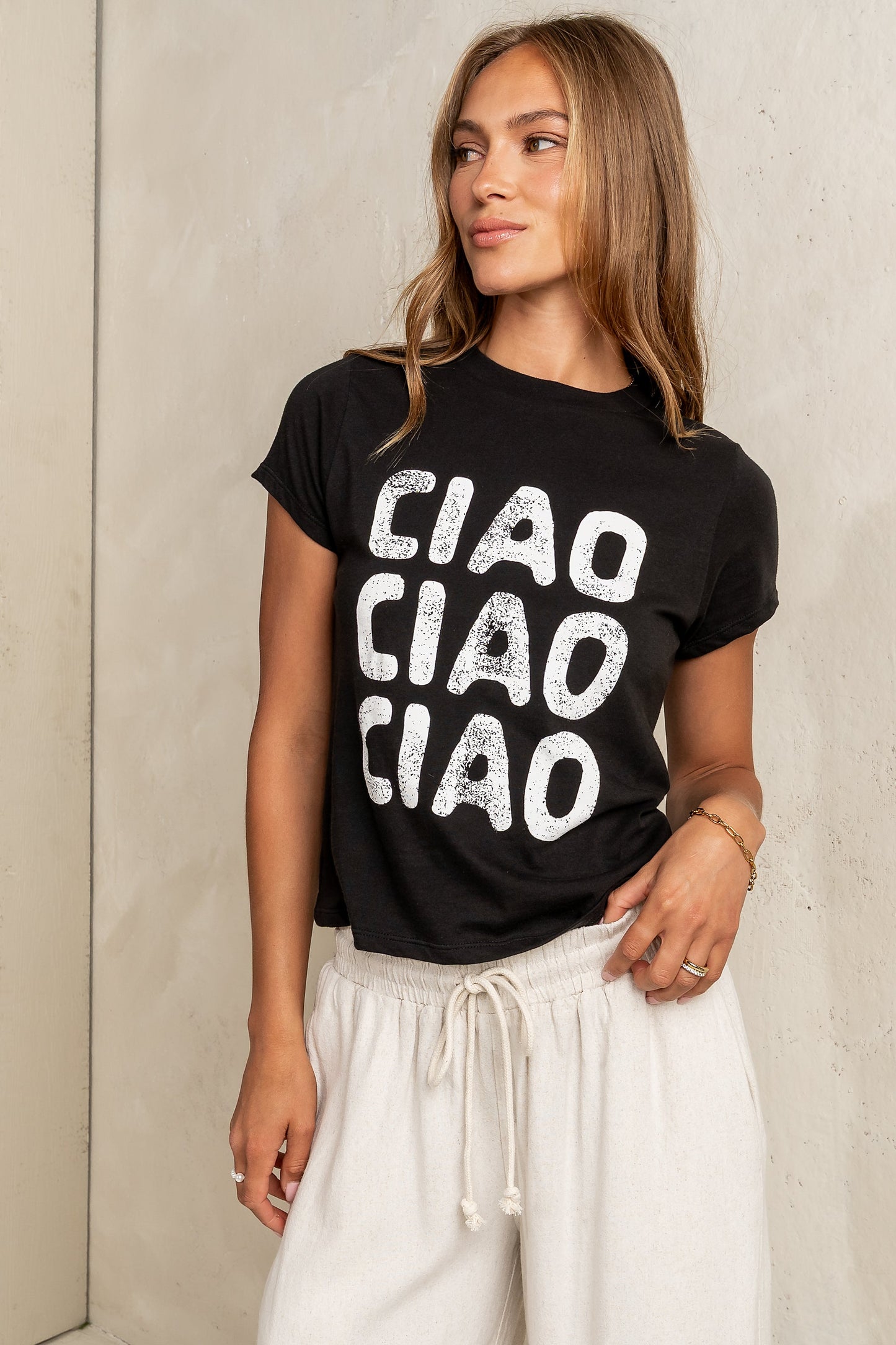 Ciao Graphic Tee in Black - FINAL SALE