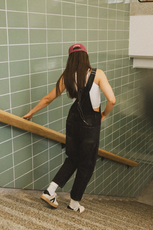 Tansy Denim Overalls in Black - FINAL SALE