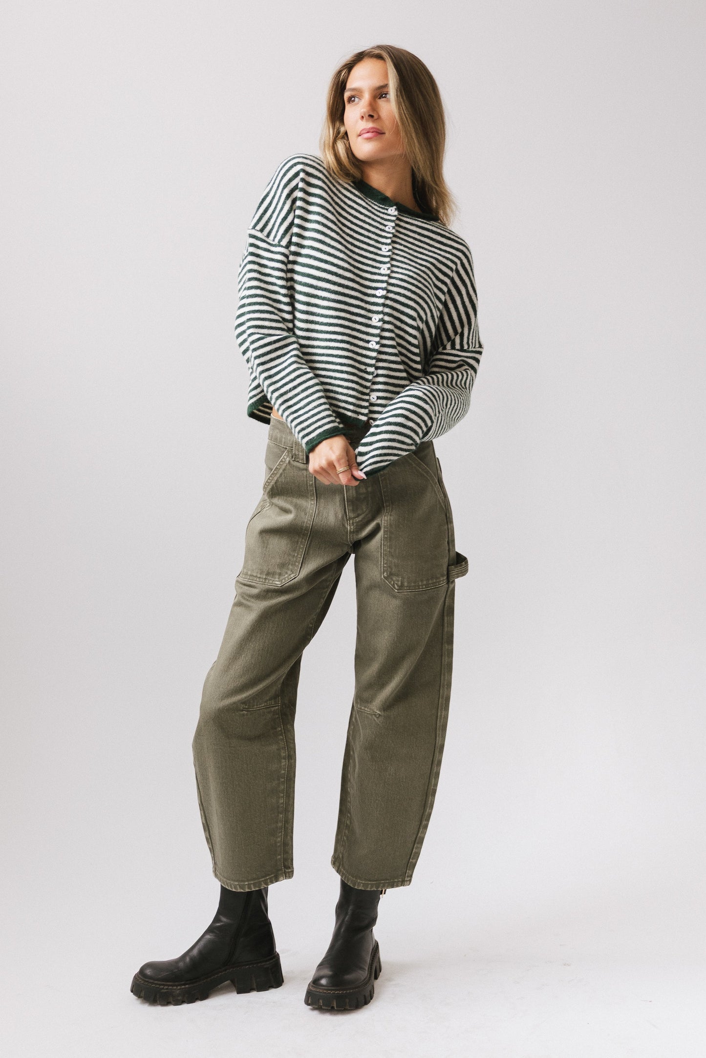 Miriam Striped Cardigan in Forest - FINAL SALE