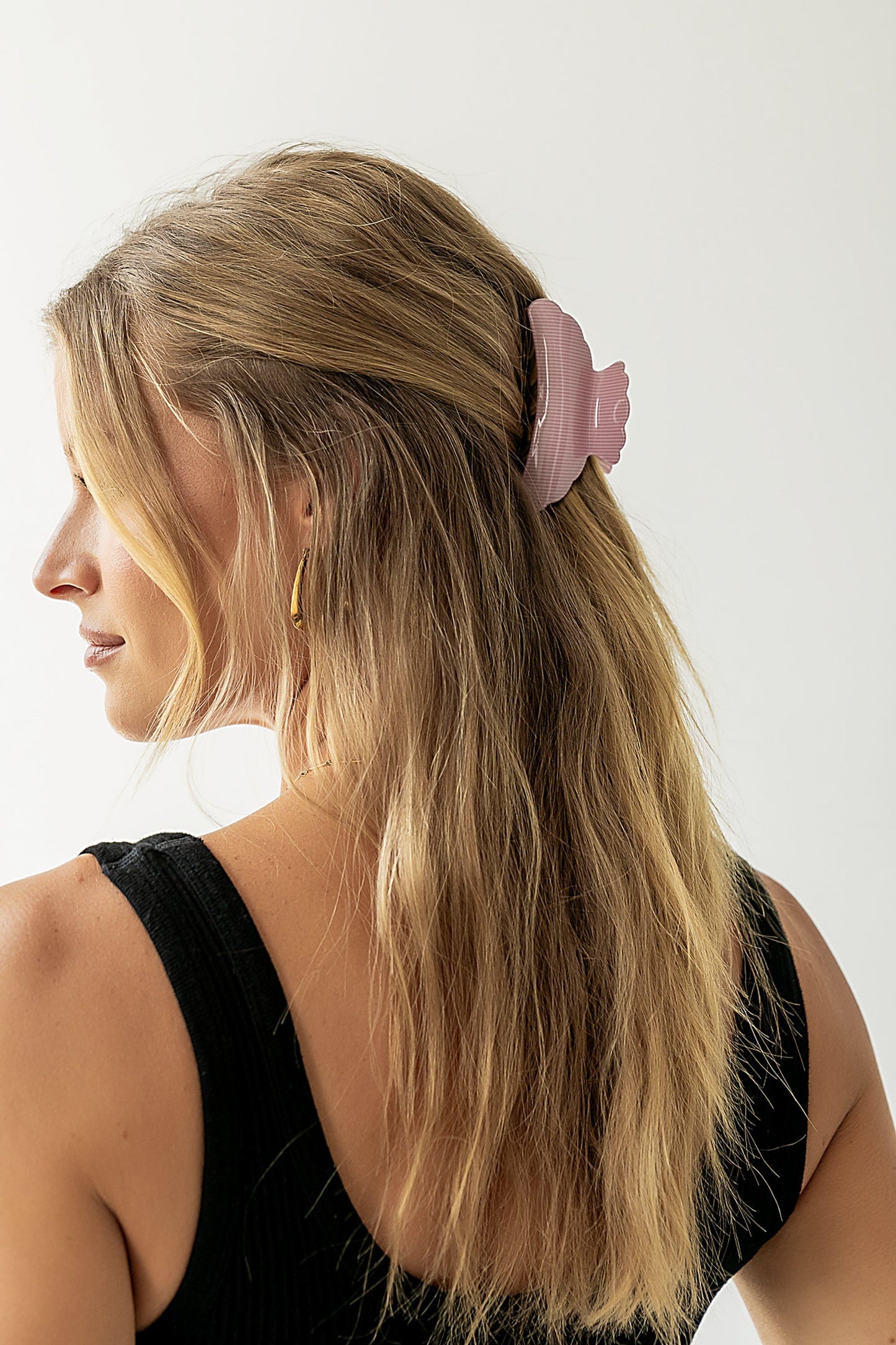 Striped Claw Clip in Pink