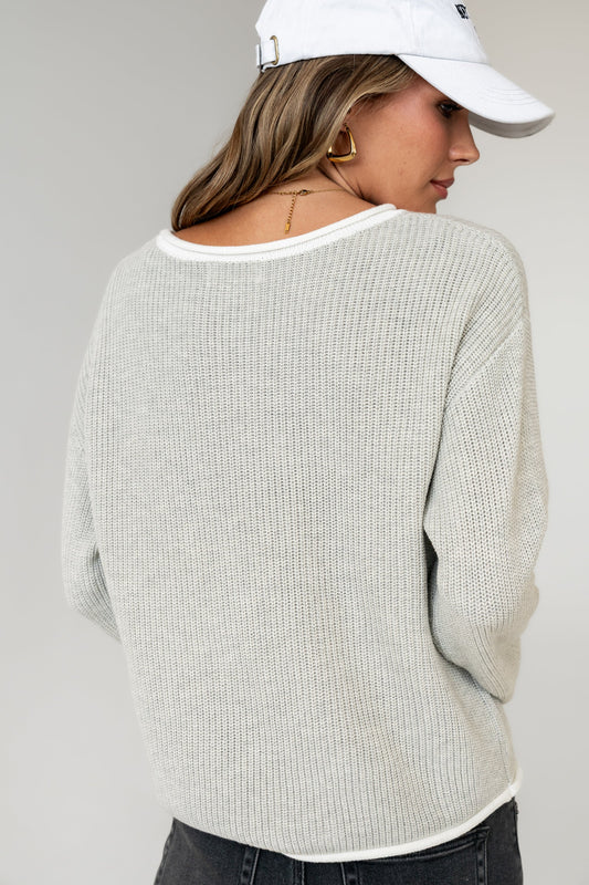 Mandy Contrast Sweater in Grey - FINAL SALE