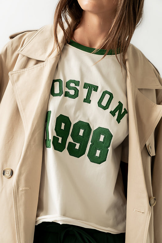 Boston Oversized Graphic Tee in Green - FINAL SALE