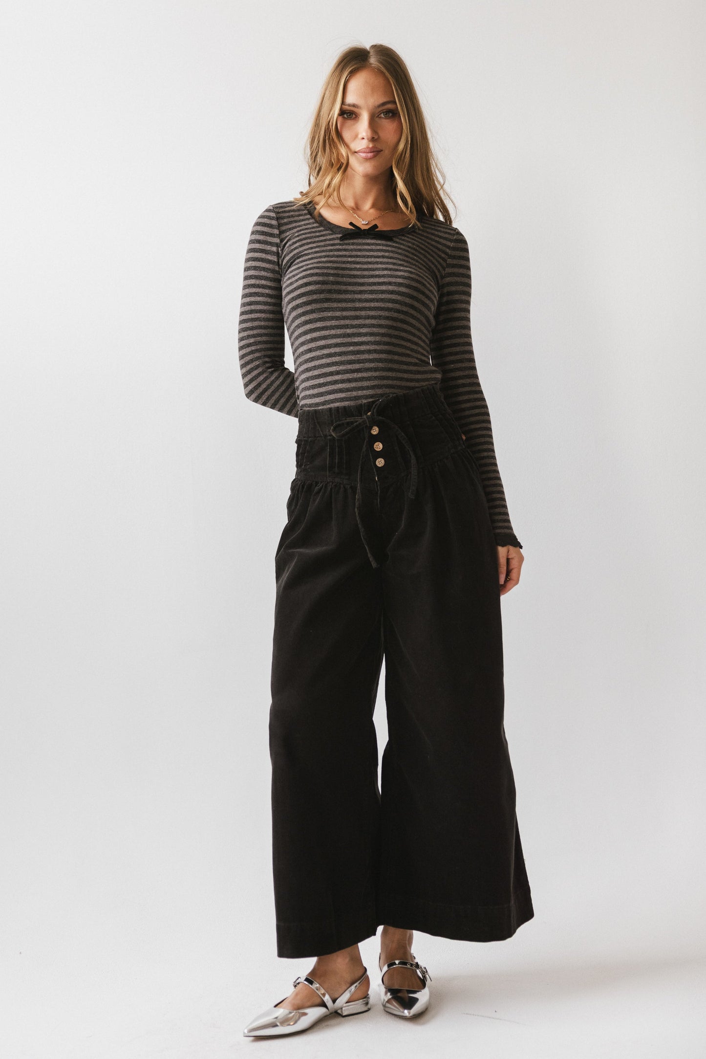 Barkley Corduroy Wide Leg Pants in Charcoal - FINAL SALE