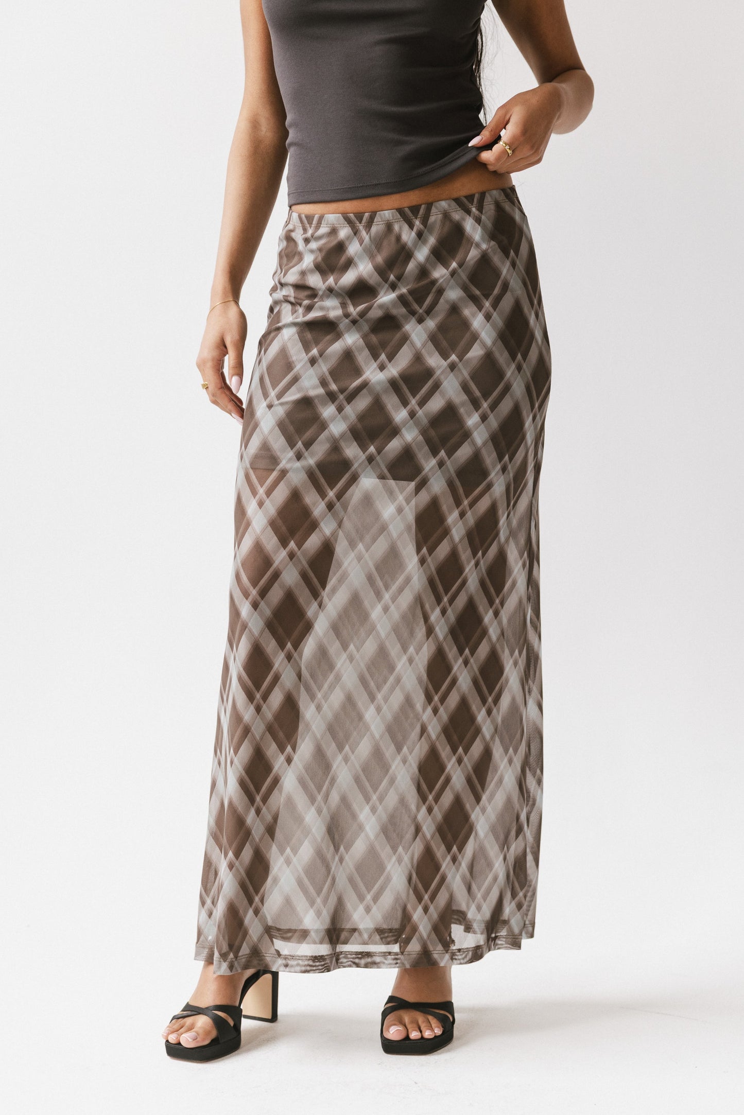 Cecily Plaid Midi Skirt