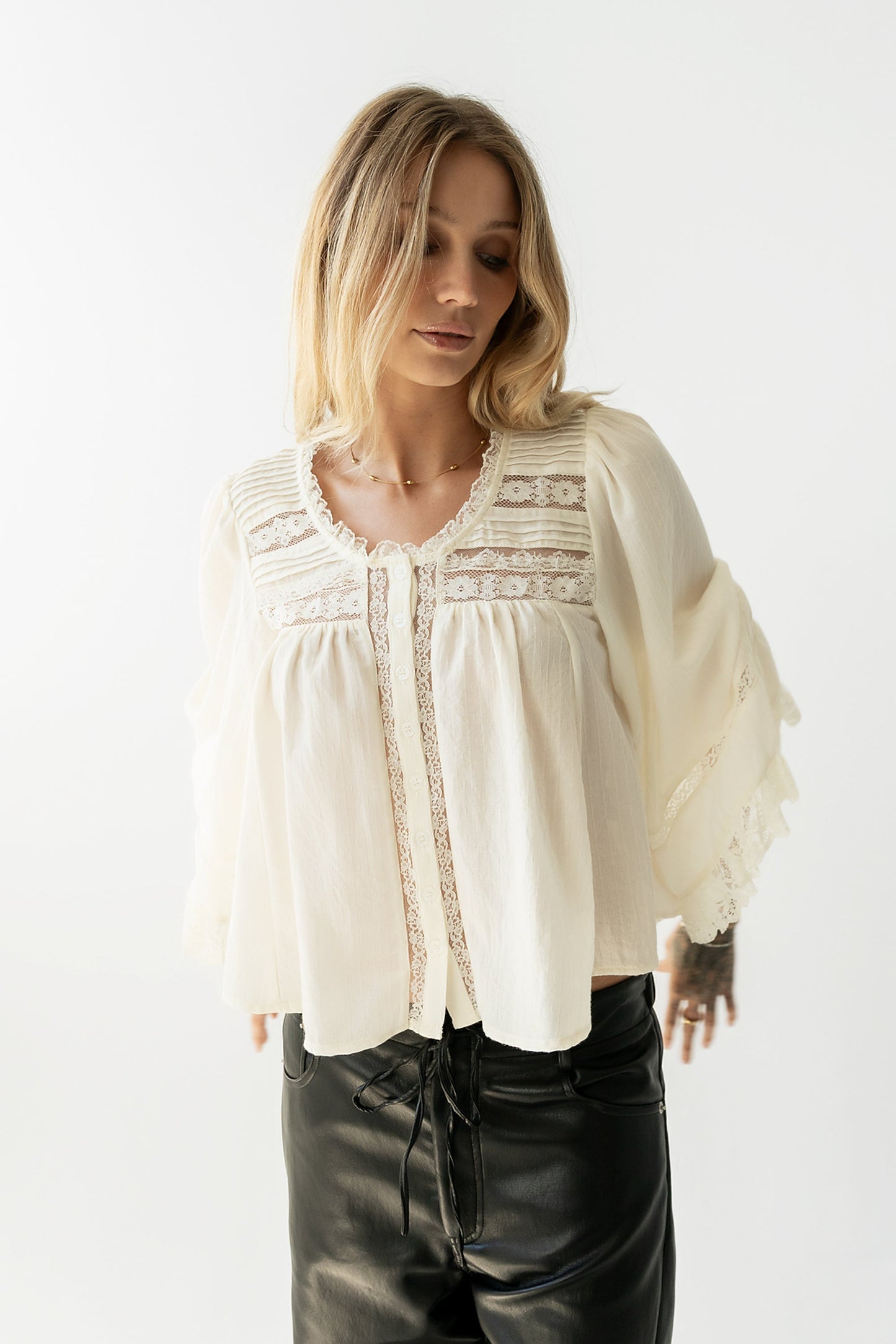 Kylee Lace Blouse in Cream