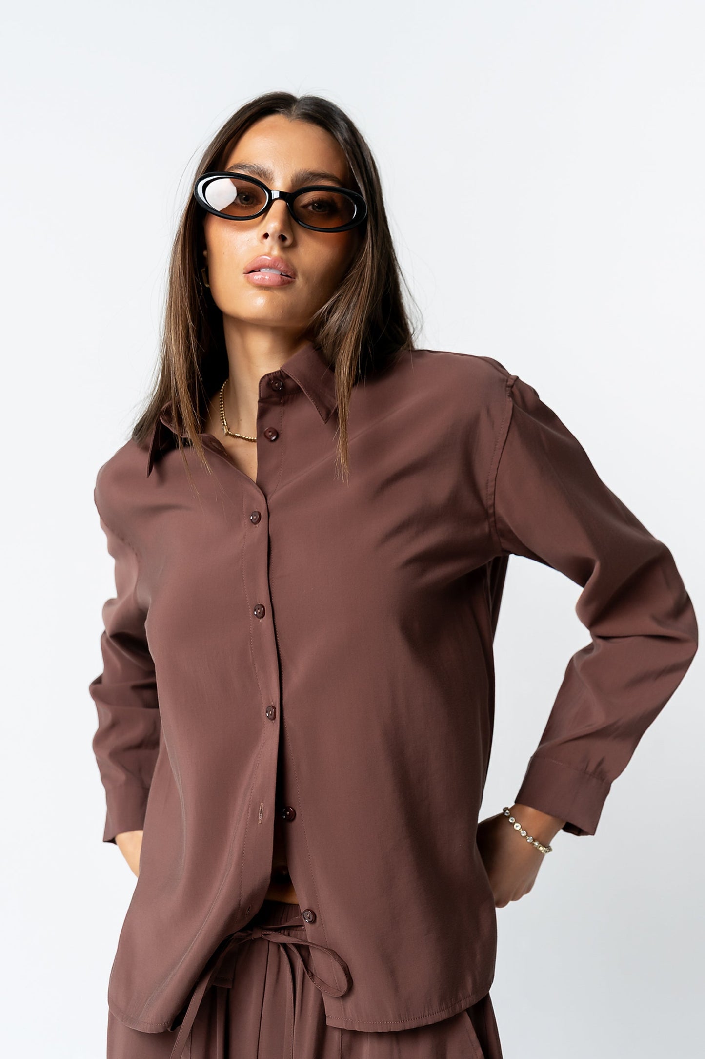 Tacie Button Up in Brown