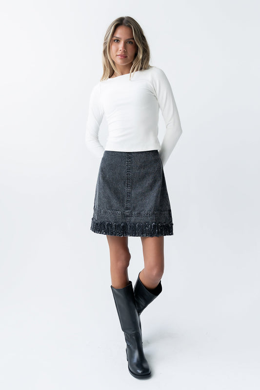 Jana Denim Skirt in Black