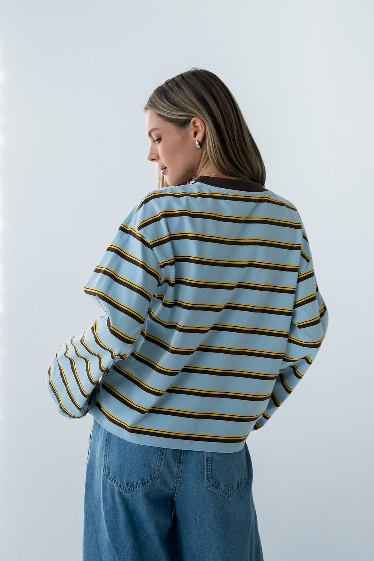 Kiana Striped Top in Light Blue
