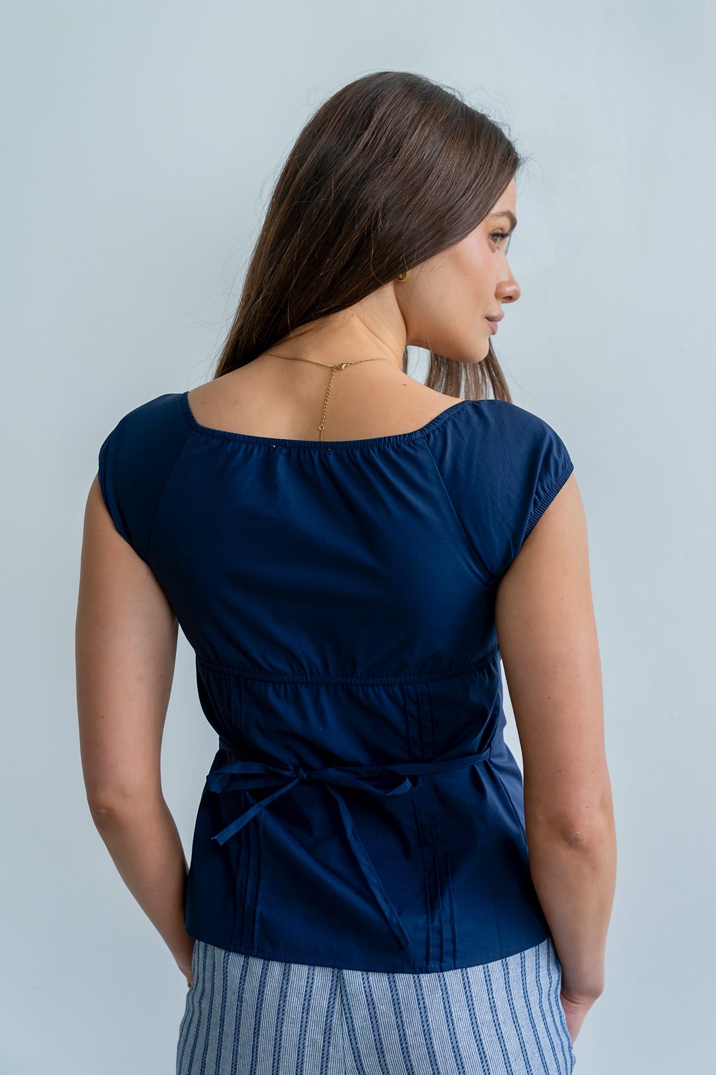 Paloma Pleated Blouse in Navy