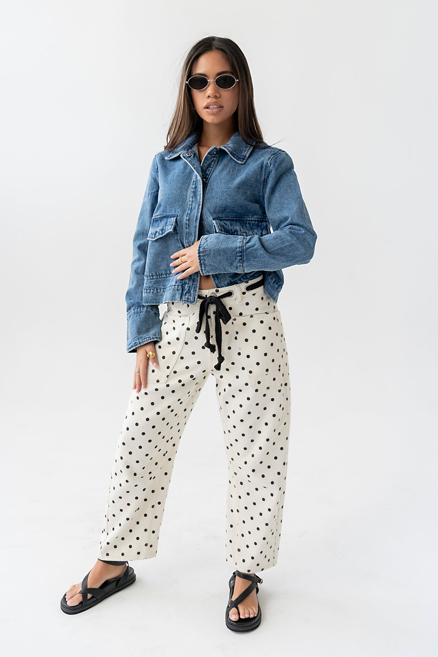 Priya Polka Dot Barrel Jeans