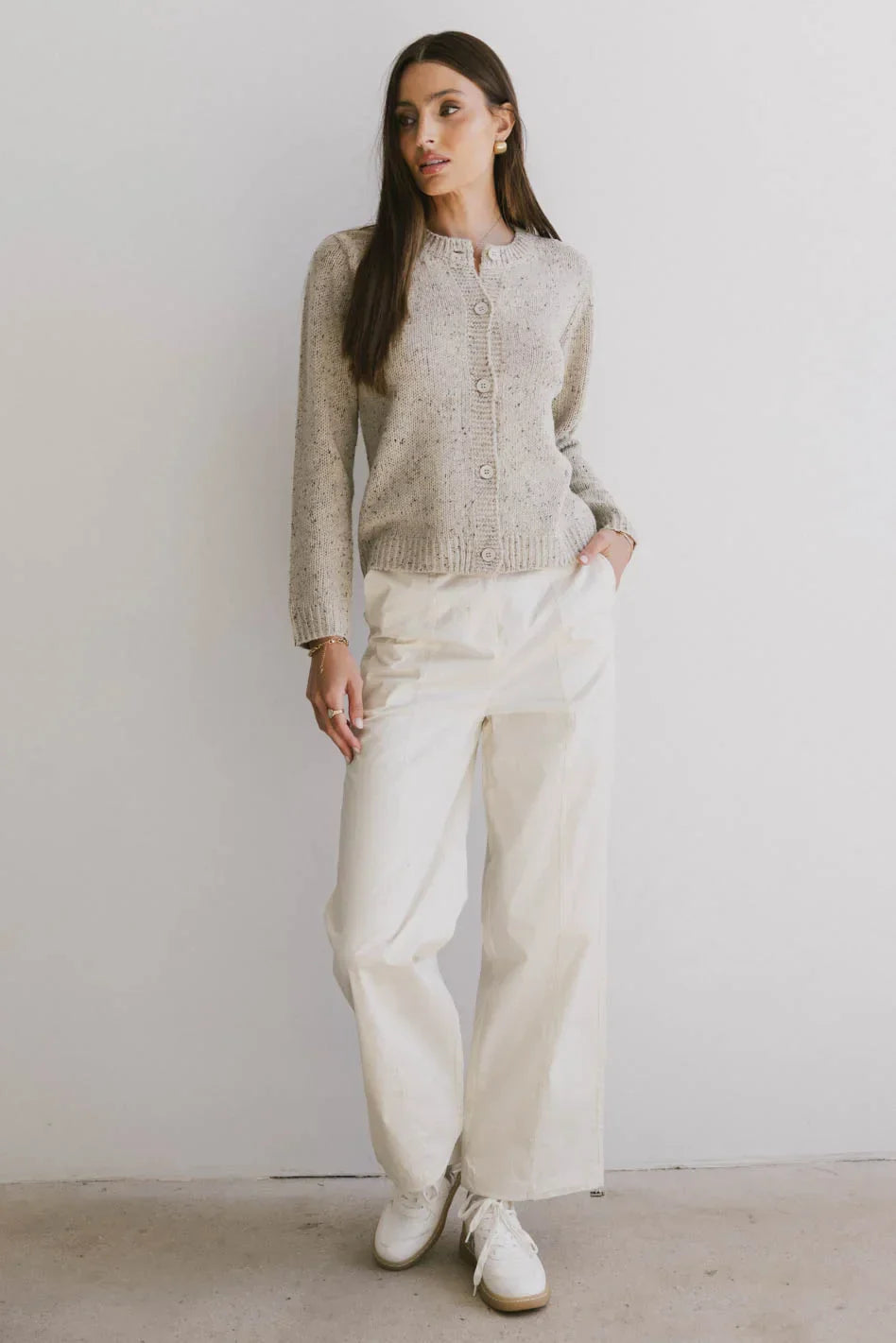 Frank and Oak Emma Wide Leg Pant in Cream - FINAL SALE