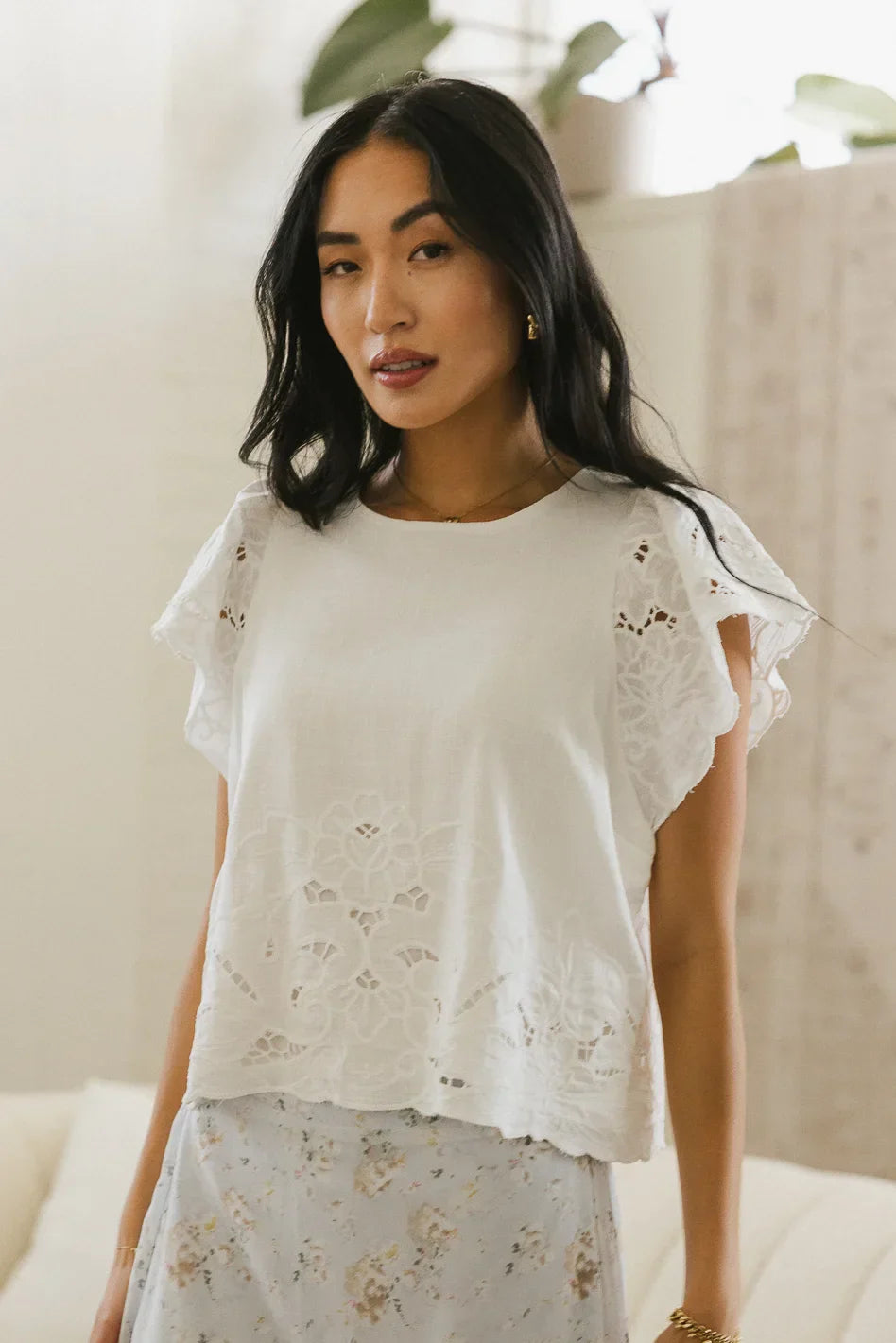 Myra Embroidered Blouse in Ivory - FINAL SALE