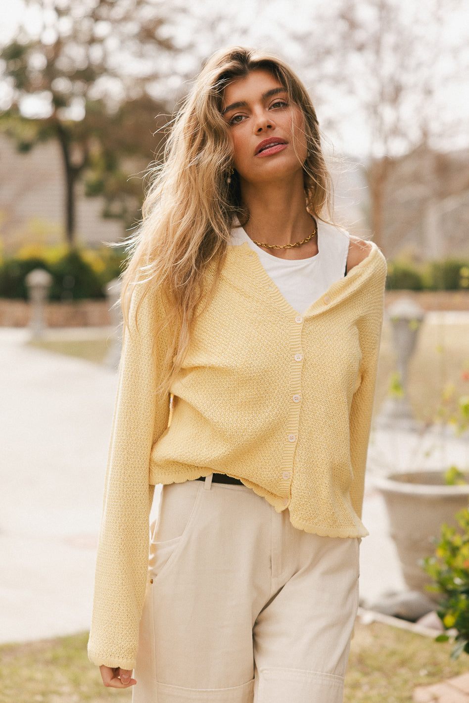 Azuline Knit Cardigan in Yellow - FINAL SALE