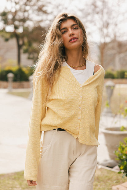 Azuline Knit Cardigan in Yellow - FINAL SALE