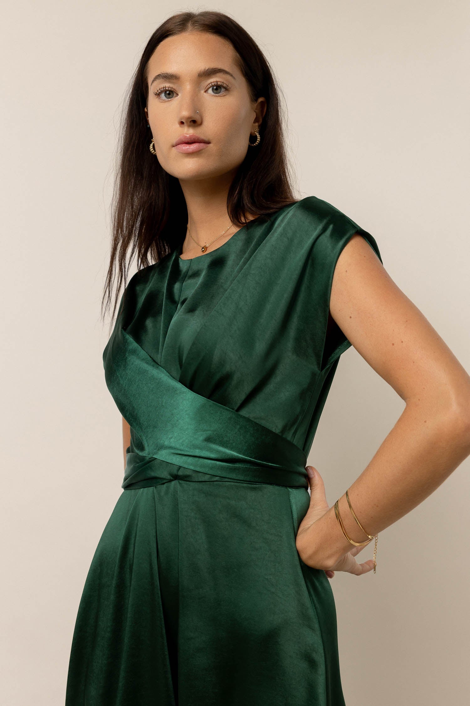 Rosalind Midi Dress in Emerald - FINAL SALE
