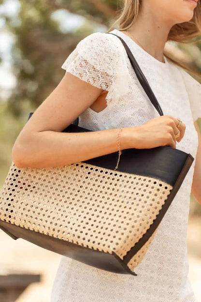 Ellie Wicker Tote in Black - FINAL SALE