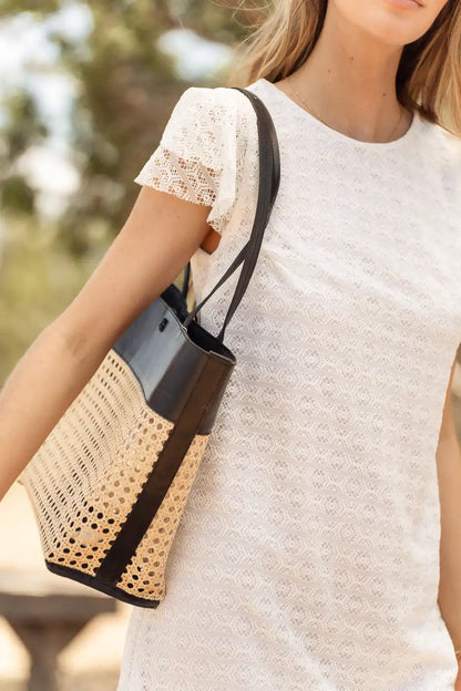 Ellie Wicker Tote in Black - FINAL SALE