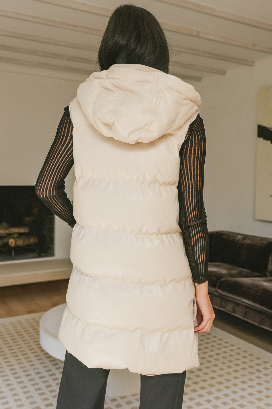 Layla Puffer Vest in Cream - FINAL SALE