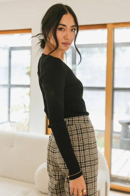 Kali Fitted Ribbed Sweater in Black - FINAL SALE