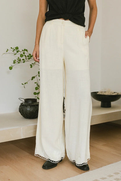 Katniss Embroidered Pants in Cream - FINAL SALE