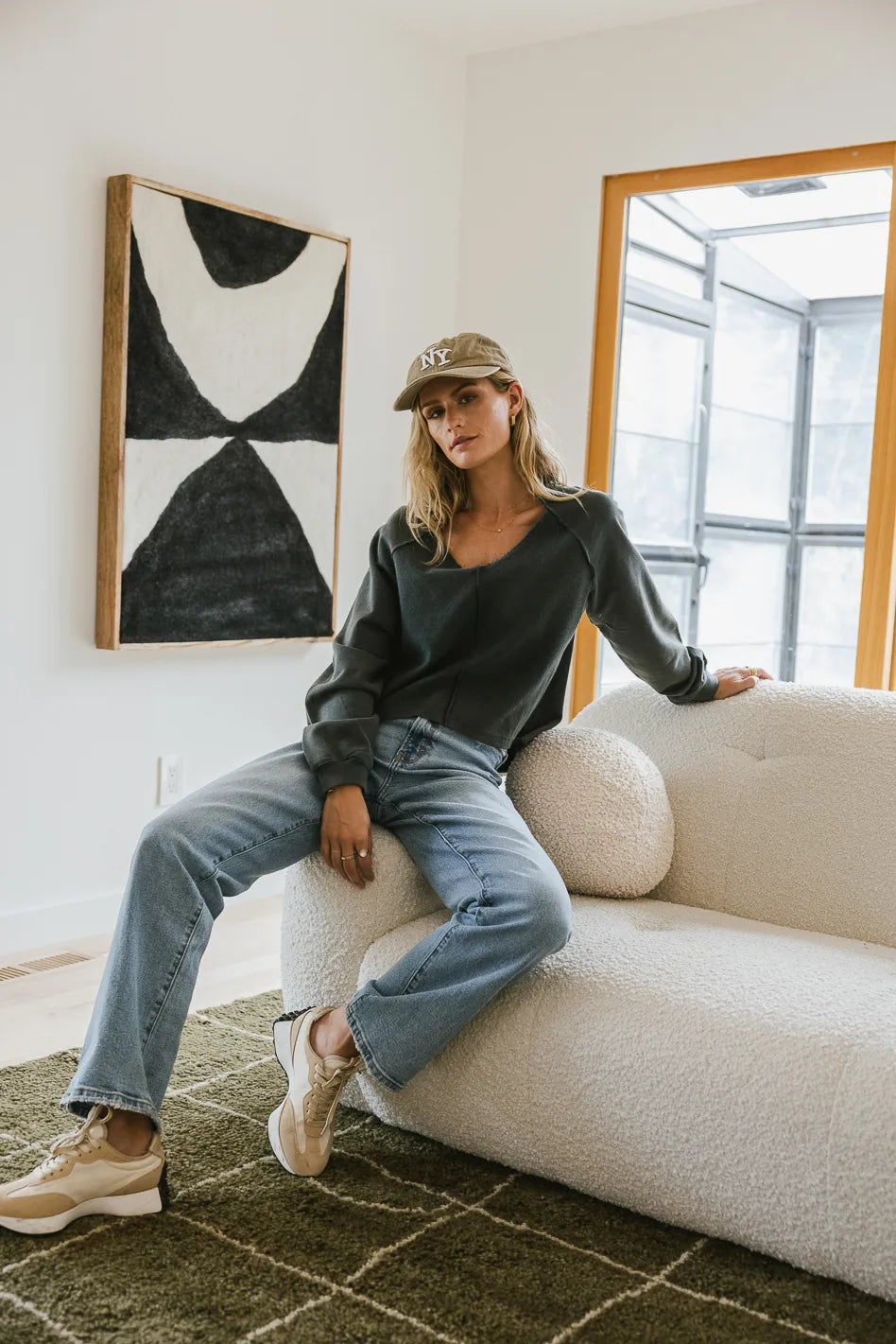 Exposed Seam Sweatshirt in Teal - FINAL SALE