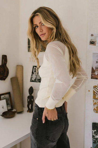 Camden Ribbed Top in Cream - FINAL SALE