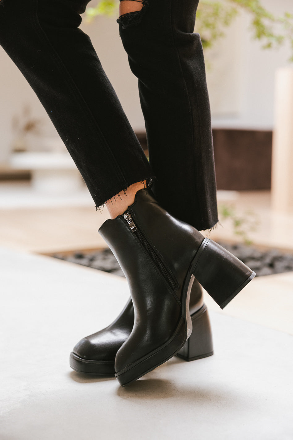 Fallon Heeled Boots in Black - FINAL SALE