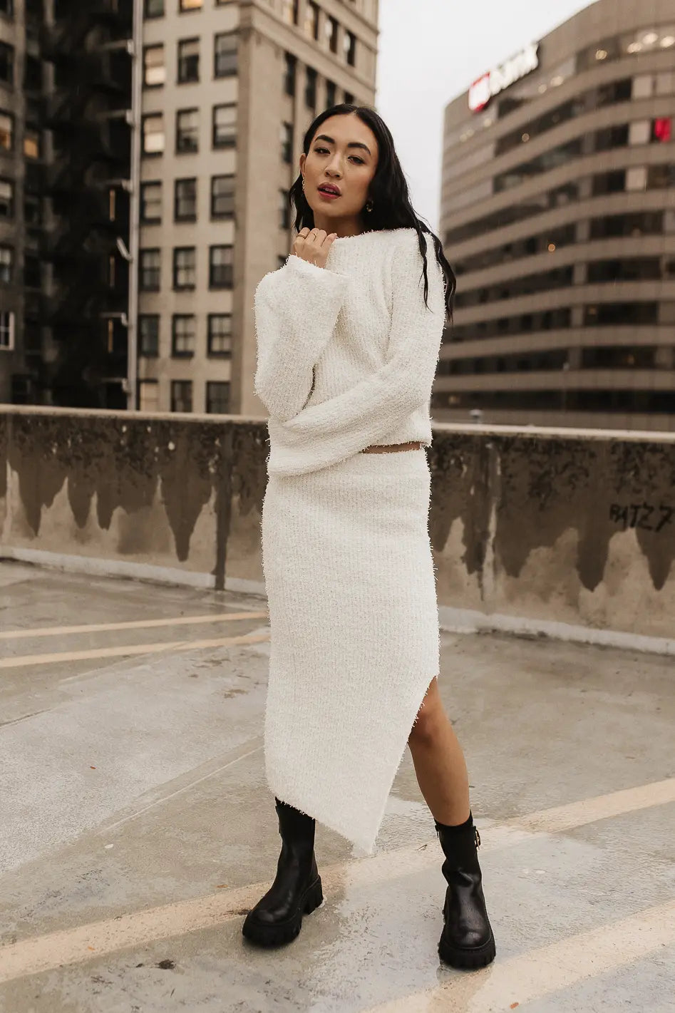 Briley Fuzzy Skirt in Cream - FINAL SALE