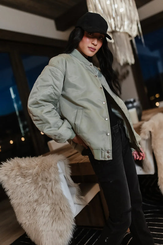 Madilyn Bomber Jacket in Sage - FINAL SALE