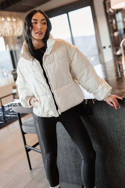 Kai Detachable Sleeve Jacket in Cream - FINAL SALE