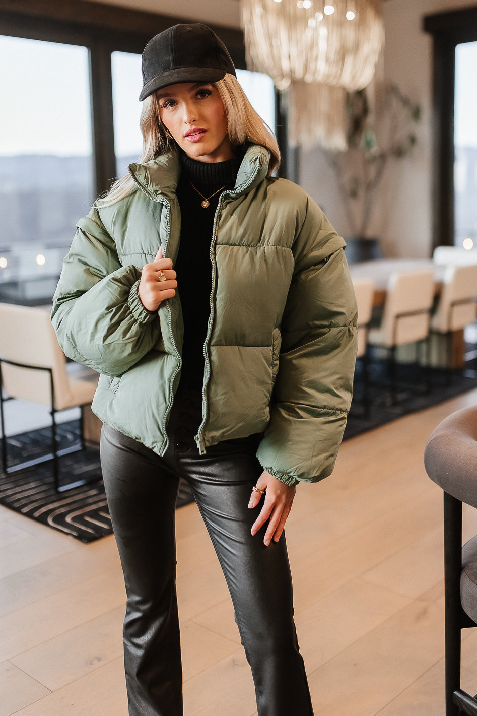 Kai Detachable Sleeve Jacket in Sage - FINAL SALE