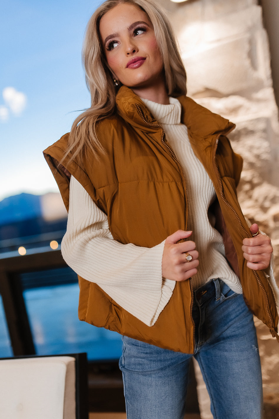 Kai Detachable Sleeve Jacket in Brown - FINAL SALE