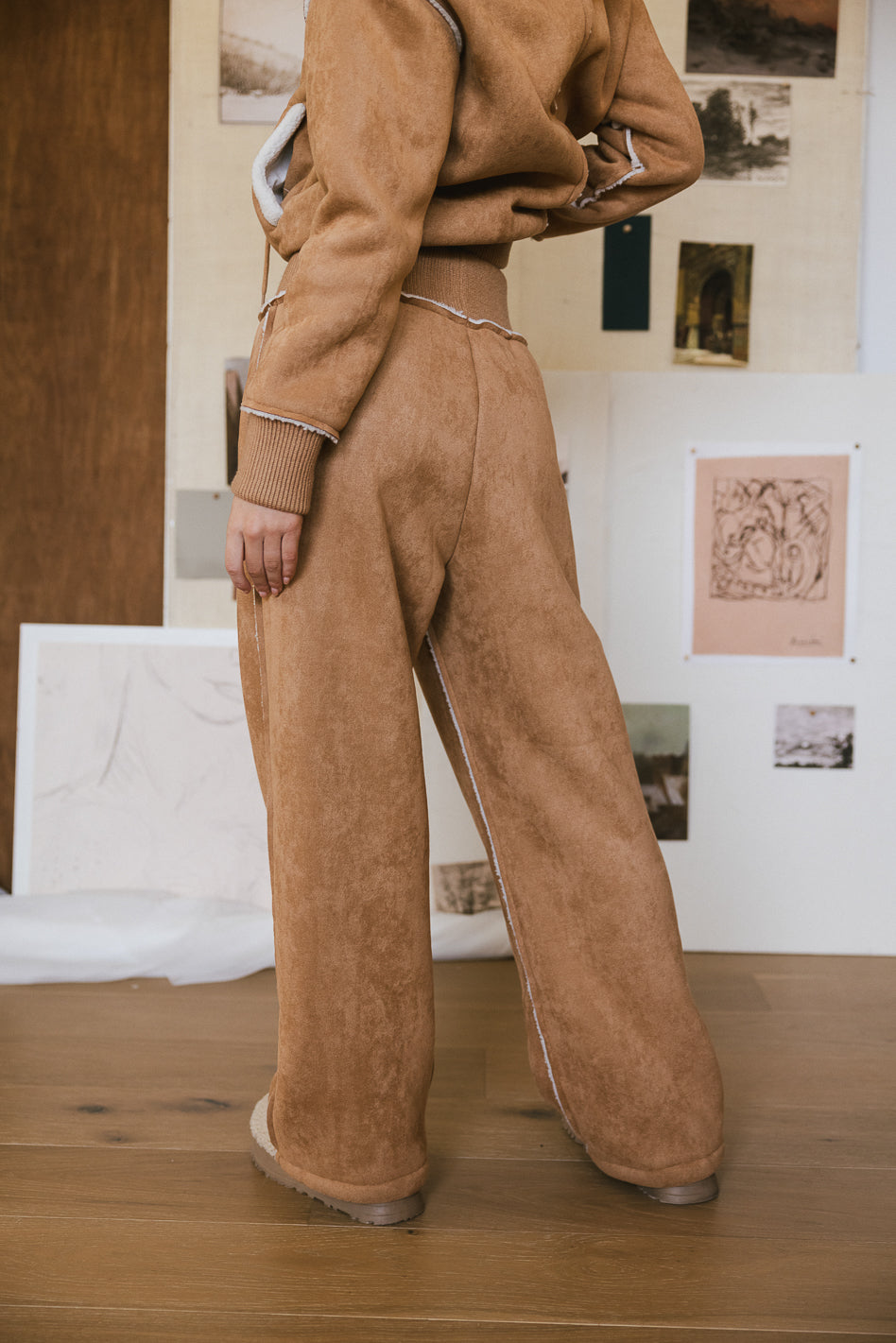Mattie Faux Shearling Pants in Camel - FINAL SALE