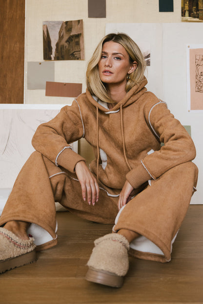 Mattie Faux Shearling Pants in Camel - FINAL SALE