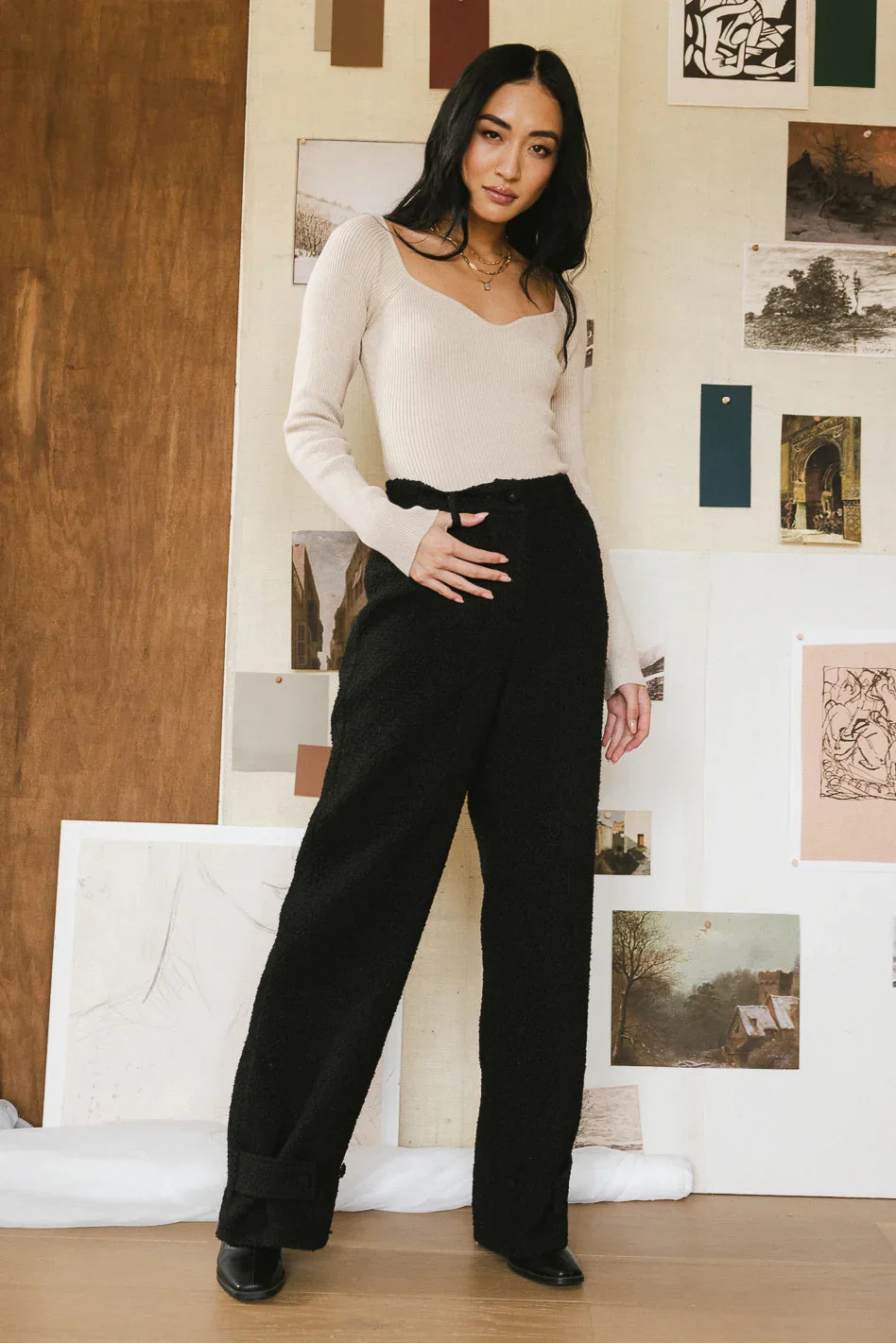 Scarlett Textured Pants in Black - FINAL SALE