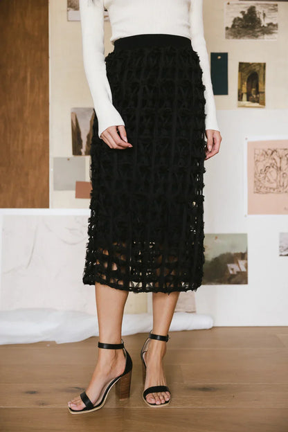 Open Cage Knit Skirt in Black - FINAL SALE