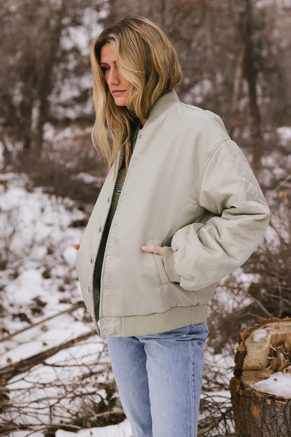 Madilyn Bomber Jacket in Sage - FINAL SALE
