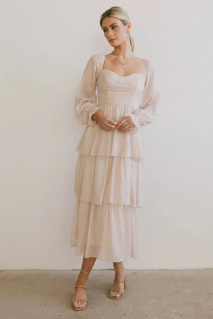 Manning Shimmery Midi Dress in Champagne - FINAL SALE