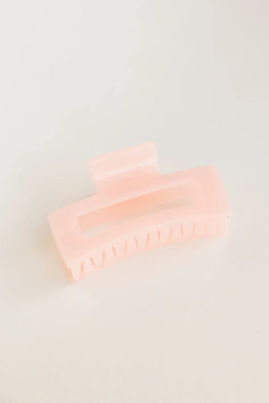Translucent Rectangle Claw Clip in Pink