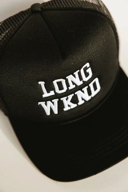 Long Weekend Trucker Hat in Black